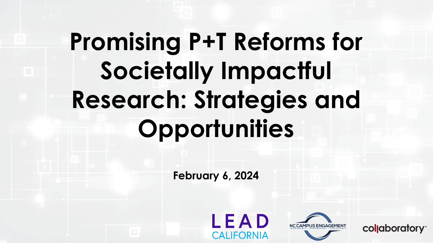 Promising P+t Reforms For Societally Impactful Research: Strategies And 